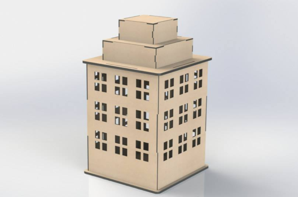 Edificio de 3 pisos — vector para corte CNC