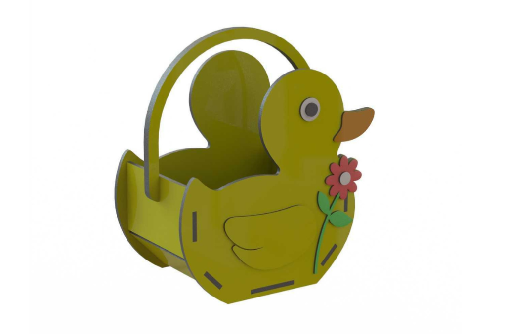 Canasta con forma de pato — vector para corte CNC