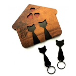 vector descargable para reproducir el diseño de un portallaves de gatos.    Utiliza tu máquina de corte CNC