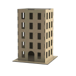 vector descargable para reproducir el diseño de un edificio de 5 pisos de 10mm.   Utiliza tu máquina de corte CNC