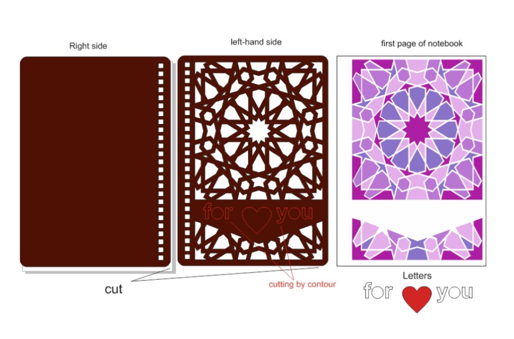 Cubierta para libreta — vector para corte CNC