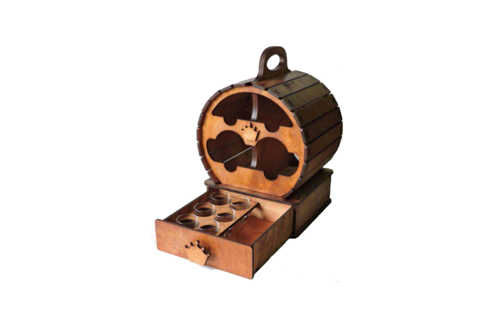 Rack para botellas con cajón — vector para corte CNC