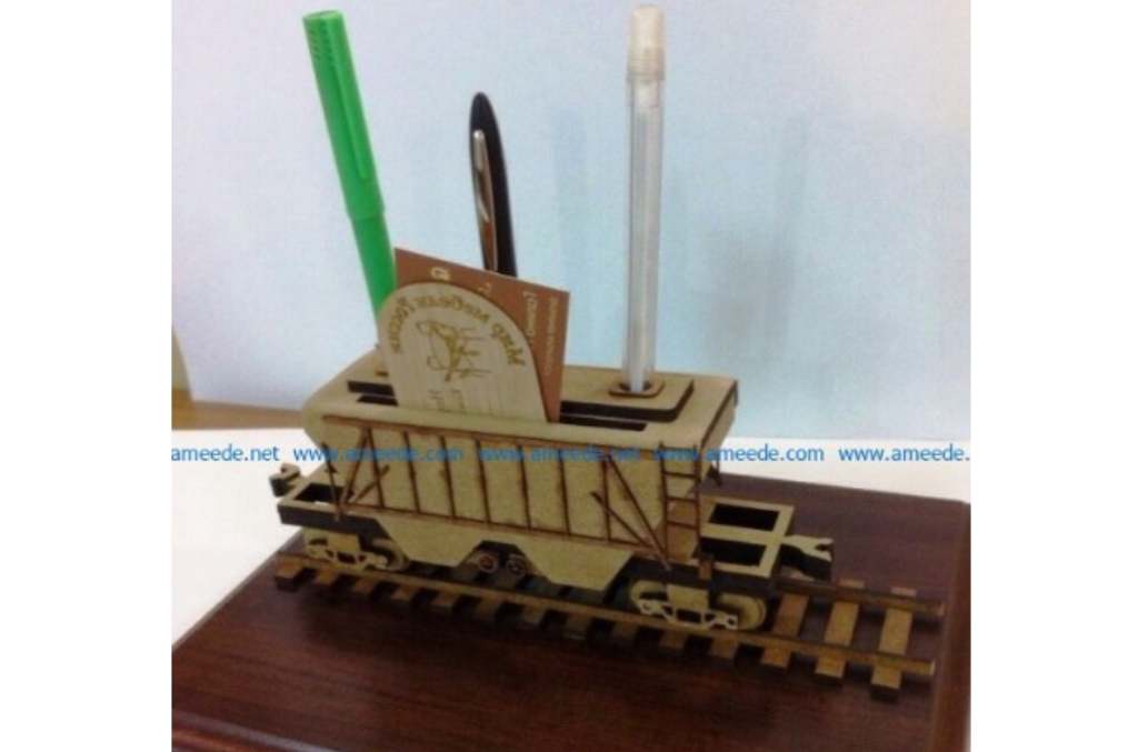 Portalápices de tren — vector para corte CNC