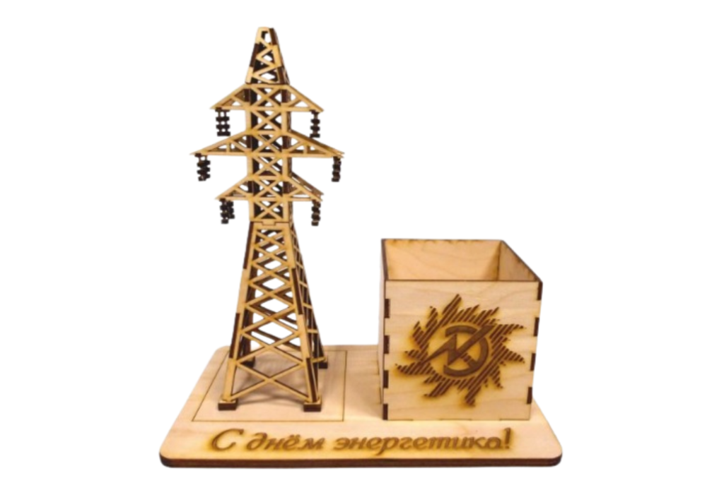 Portalápices torre de electricidad — vector para corte CNC