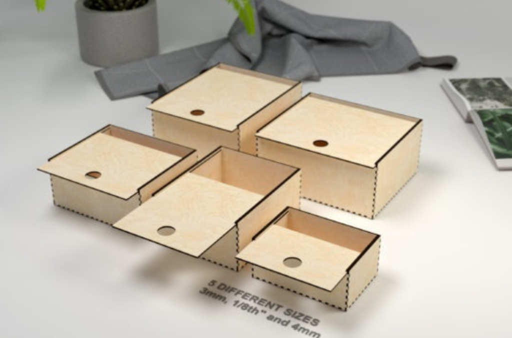 Set de cajas con tapa deslizante 3 mm — vector para corte CNC