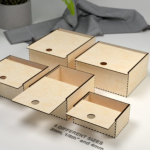 vector descargable para reproducir el diseño de un set de cajas con tapa deslizante 3 mm.    Utiliza tu máquina de corte CNC