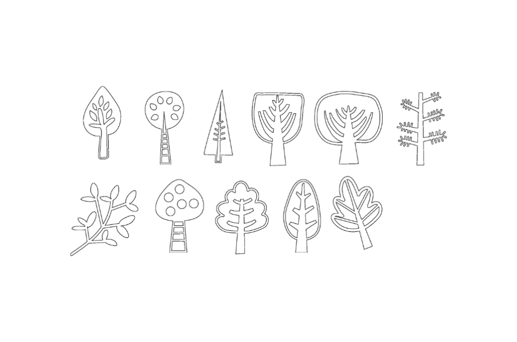 Paquete de vectores árboles — vector para corte CNC