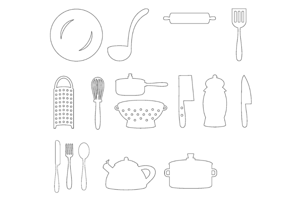 Paquete vectores de cocina — vector para corte CNC