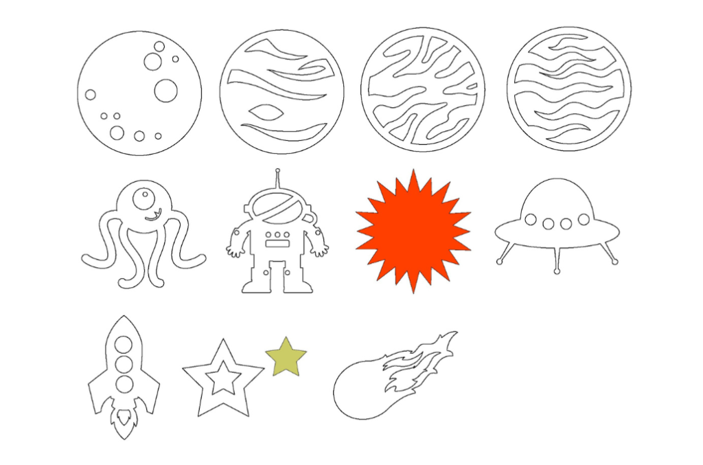 Paquete de vectores espaciales — vector para corte CNC