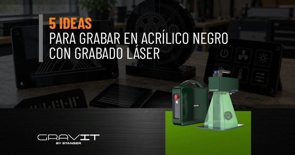 grabado en acrílico negro