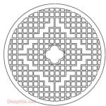 vector descargable para reproducir el diseño de una celosía decorativa circular #16.   Utiliza tu máquina de corte CNC para realizar este proyecto.