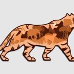 vector descargable para reproducir el diseño de una decoración de pared de tigre.    Utiliza tu máquina de corte CNC