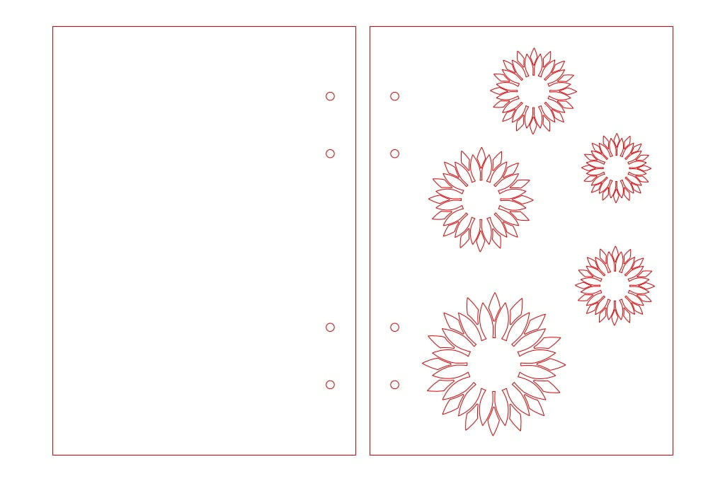 Cubierta de libreta flores — vector para corte CNC