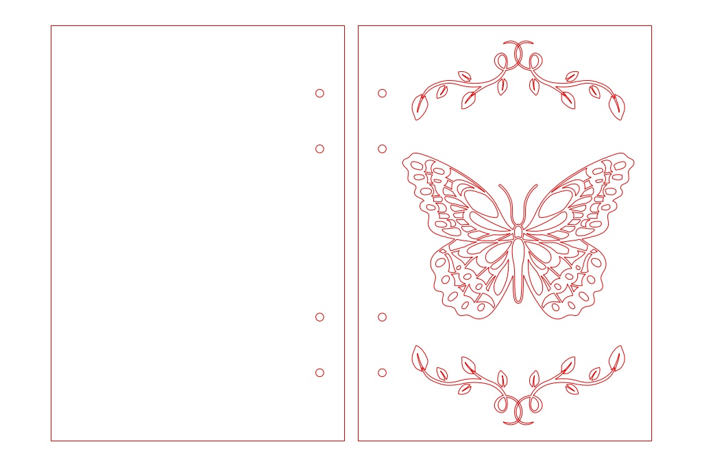 Cubierta de libreta mariposa — vector para corte CNC