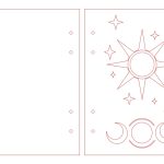 vector descargable para reproducir el diseño de una cubierta de libreta sol y luna.   Utiliza tu máquina de corte CNC para realizar este proyecto.
