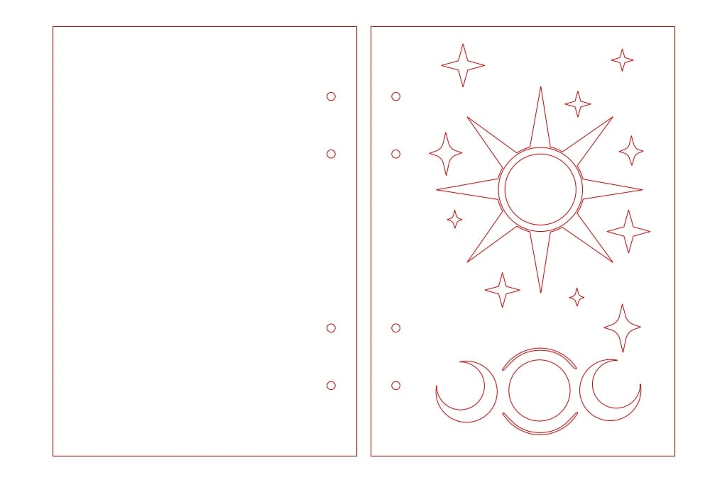 Cubierta de libreta sol y luna — vector para corte CNC