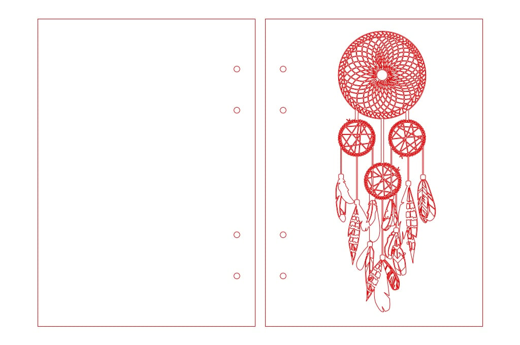 Cubierta de libreta atrapa sueños — vector para corte CNC
