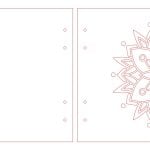 vector descargable para reproducir el diseño de una cubierta de libreta mitad de mandala.  