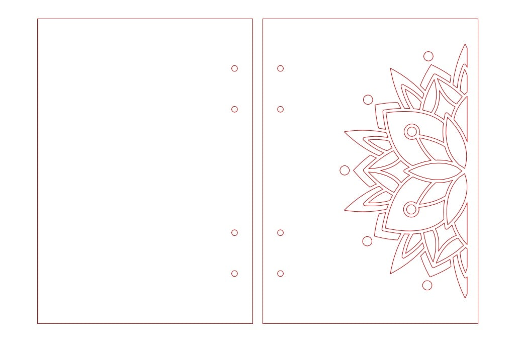 Cubierta de libreta mitad de mandala — vector para corte CNC