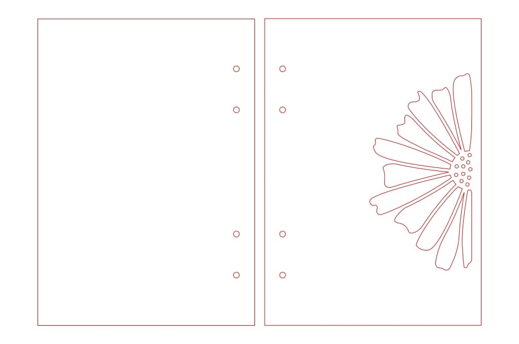 Cubierta de libreta mitad de flor — vector para corte CNC