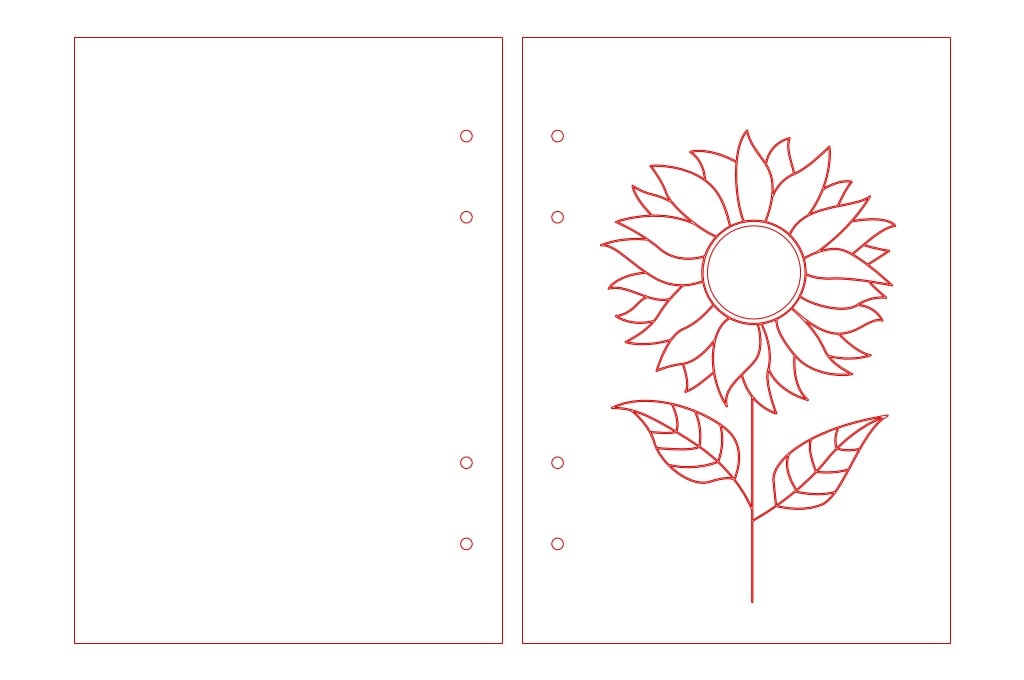 Cubierta de libreta de girasol — vector para corte CNC