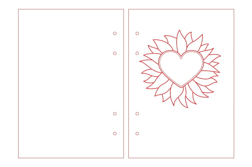 Cubierta de libreta de corazón de fuego — vector para corte CNC