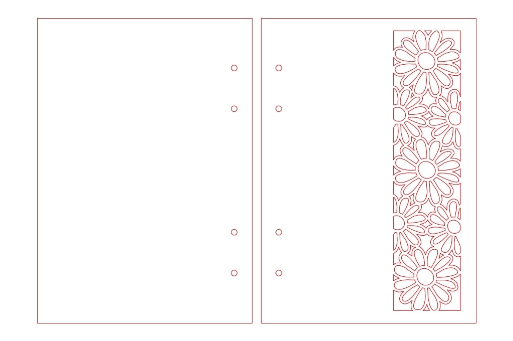 Cubierta de libreta de flores — vector para corte CNC