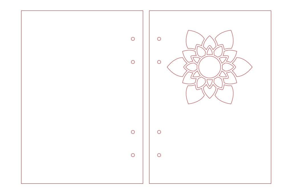 Cubierta de libreta flor al centro — vector para corte CNC