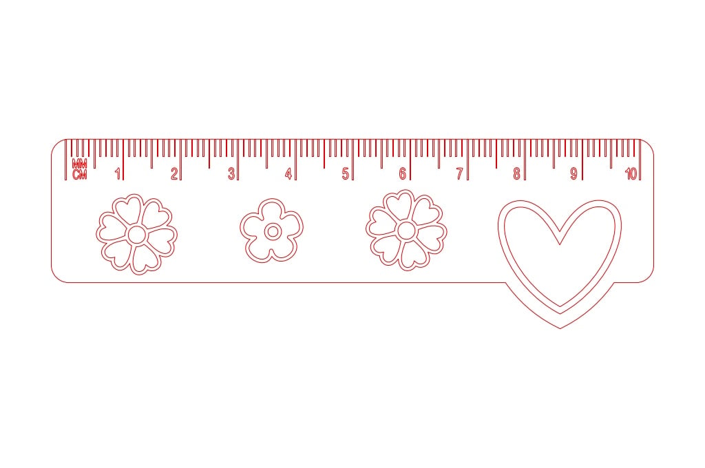 Regla 10cm- corazón — vector para corte CNC