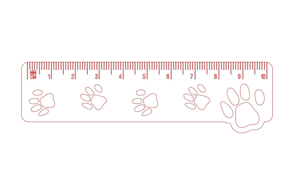 Regla de 10 cm- huellas — vector para corte CNC