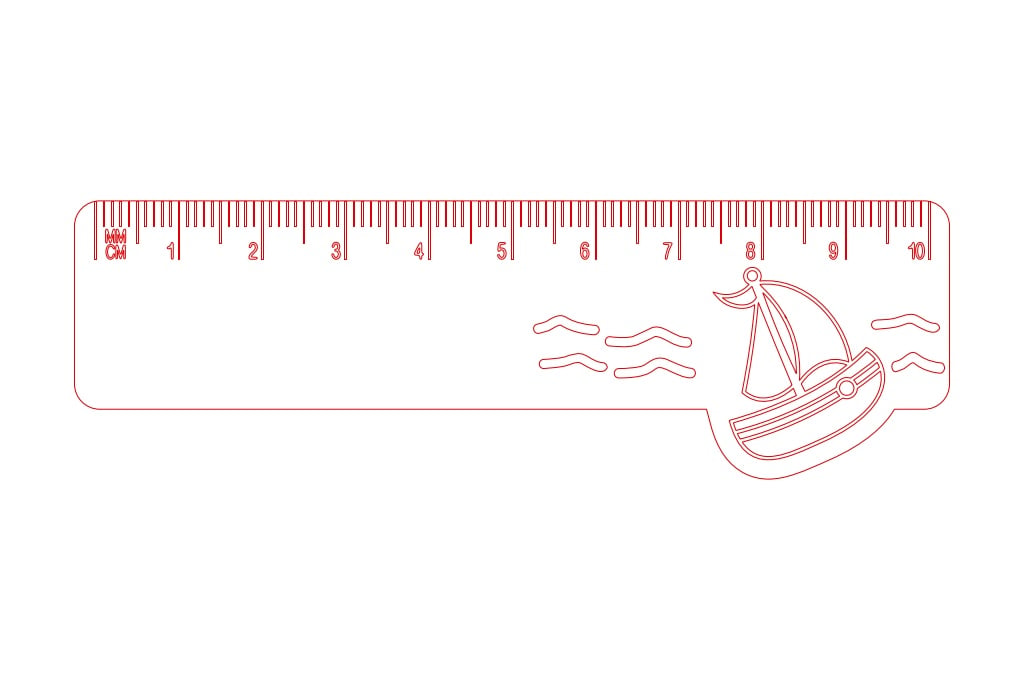 Regla 10 cm de barco — vector para corte CNC