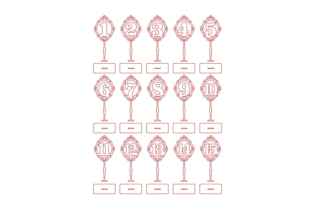 Números con base #5 — vector para corte CNC