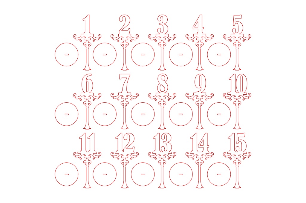 Números con base #6 — vector para corte CNC