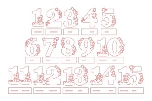 Números florales del 1 al 15