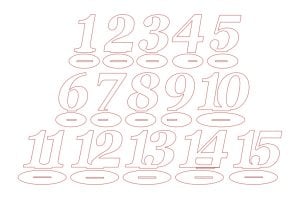 Números serif del 1 al 15