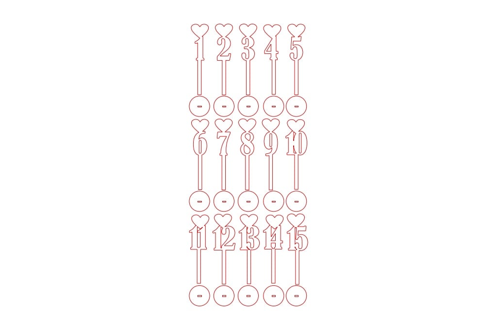 Números con corazón — vector para corte CNC