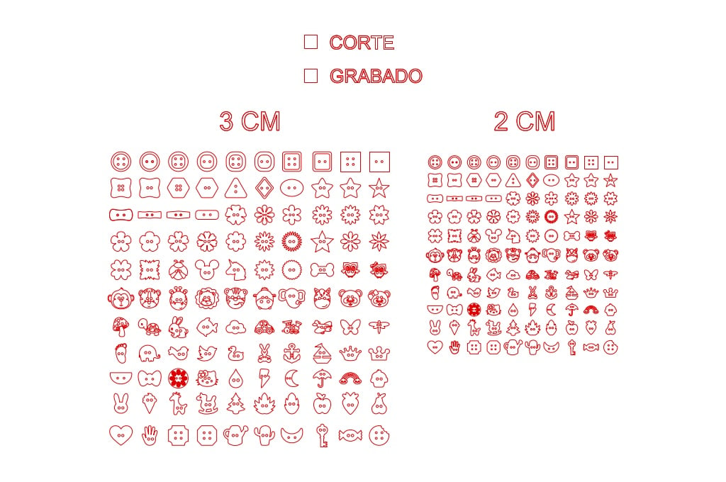 Set de botones para ropa — vector para corte CNC