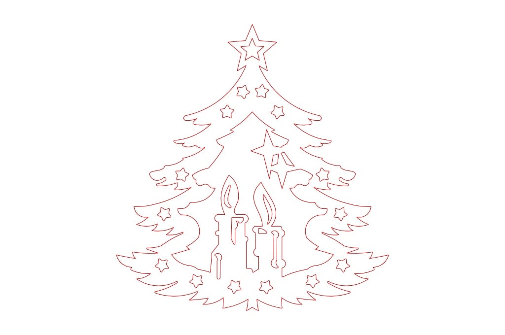 Árbol de Navidad con velas — vector para corte CNC
