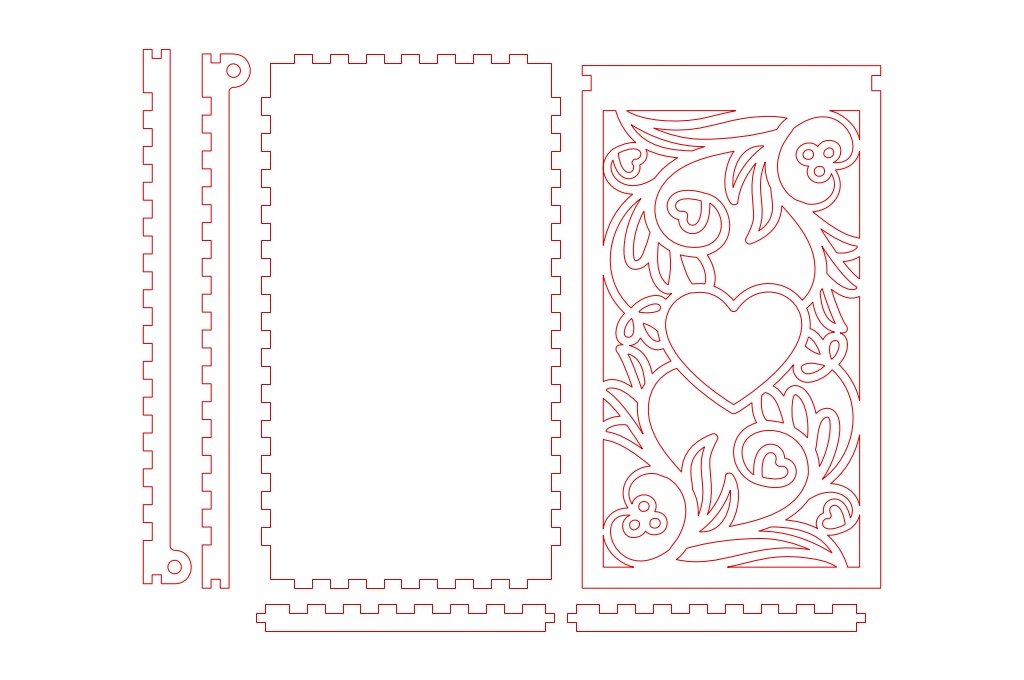 Caja para billetes en forma de corazón — vector para corte CNC
