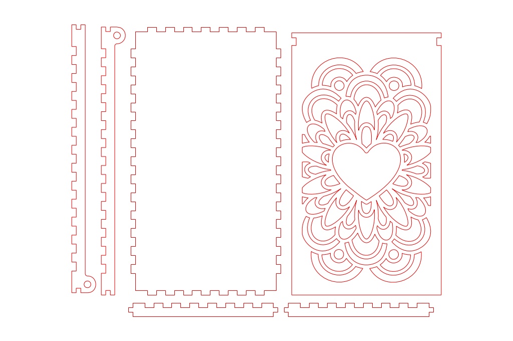 Caja mandala de corazón — vector para corte CNC