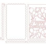 vector descargable para reproducir el diseño de una caja para billetes Feliz Cumpleaños.    Utiliza tu máquina de corte CNC