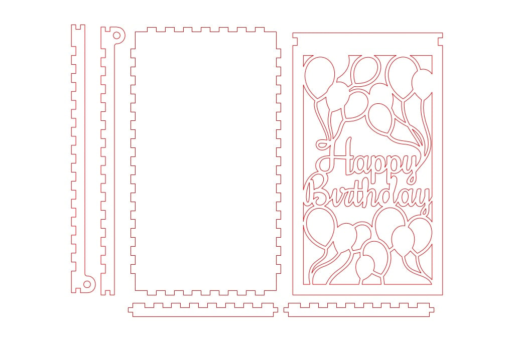 Caja para billetes Feliz Cumpleaños — vector para corte CNC