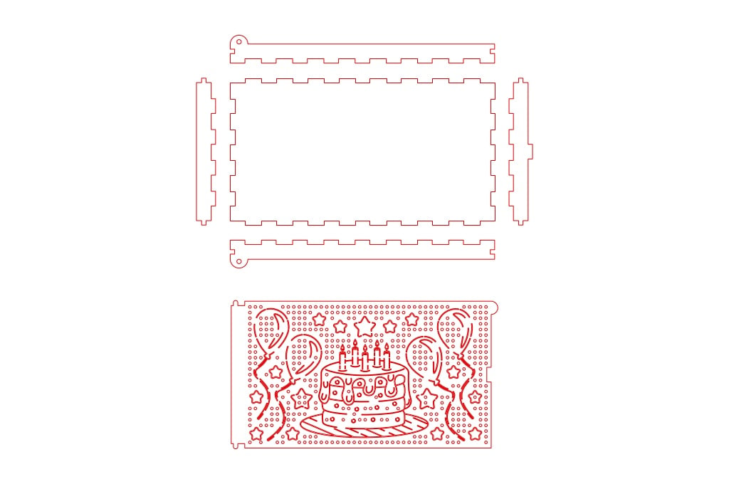 Caja para billetes Pastel Cumpleaños — vector para corte CNC